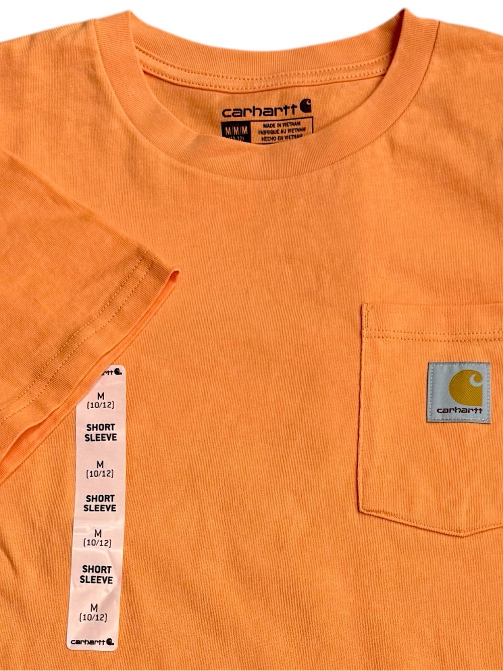 Youth Carhartt Pocket T Shirt Youth M 10-12 Orange Workwear Cotton Logo Tee Kids